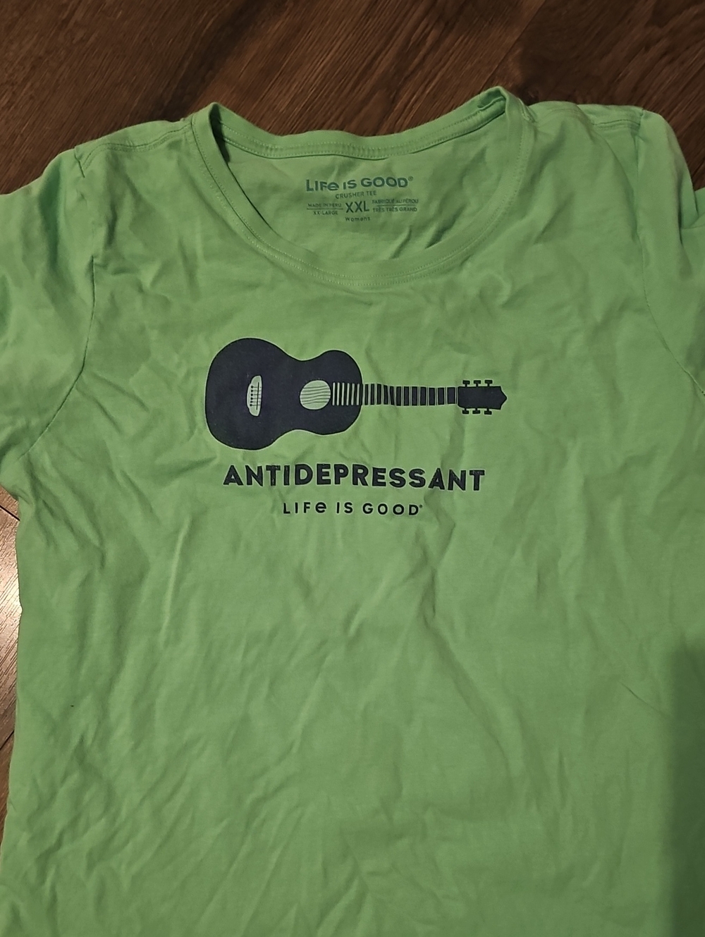 Life Is Good Guitar Music Green Graphic Tee Shirt Women Xxlarge